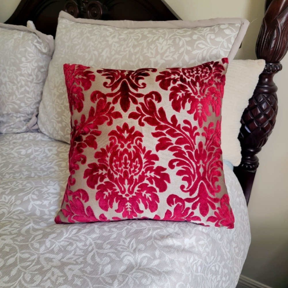 Damask Cut Velvet Designer Pillow Cover 1 pc